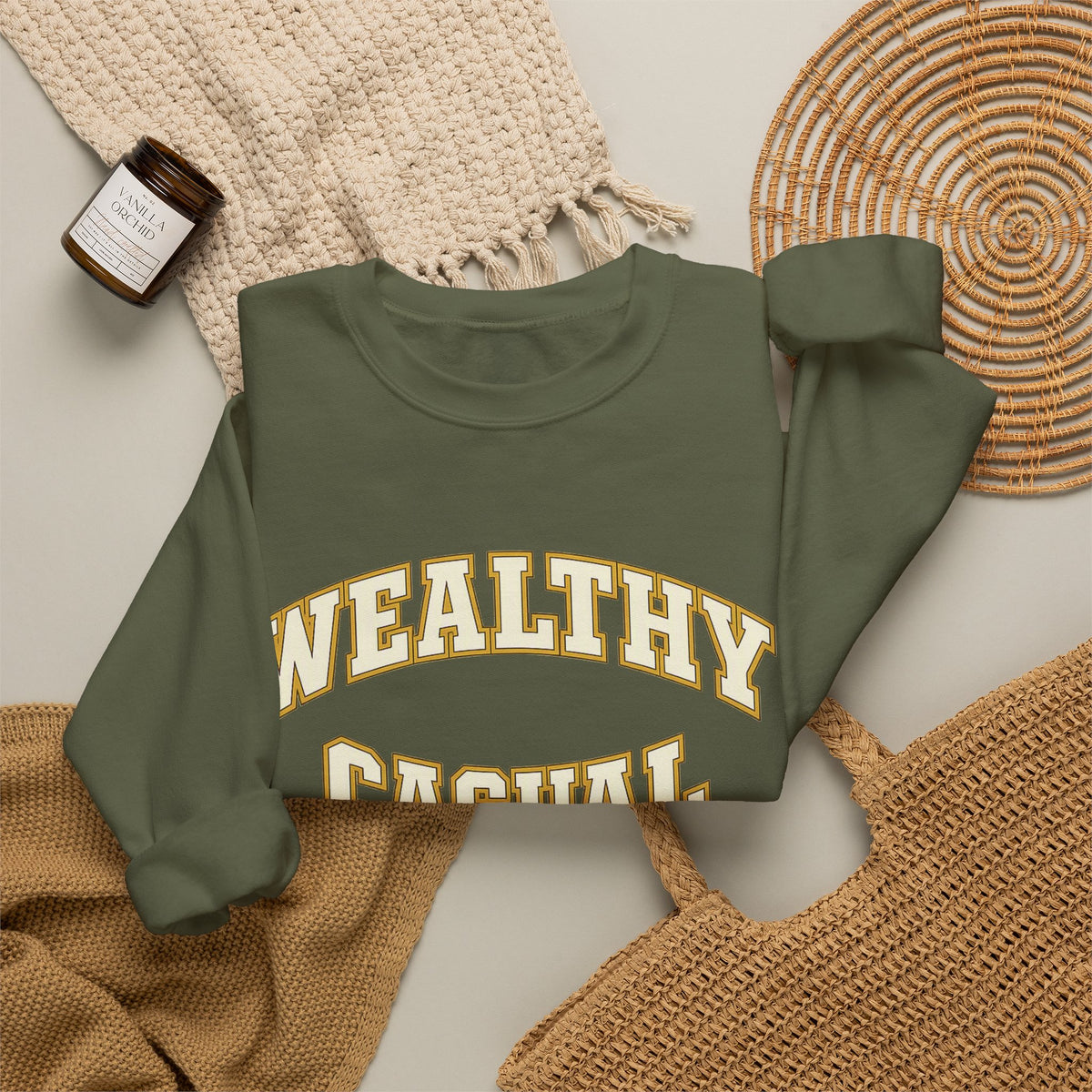 Embroidered Wealthy Casual Text Sweatshirt