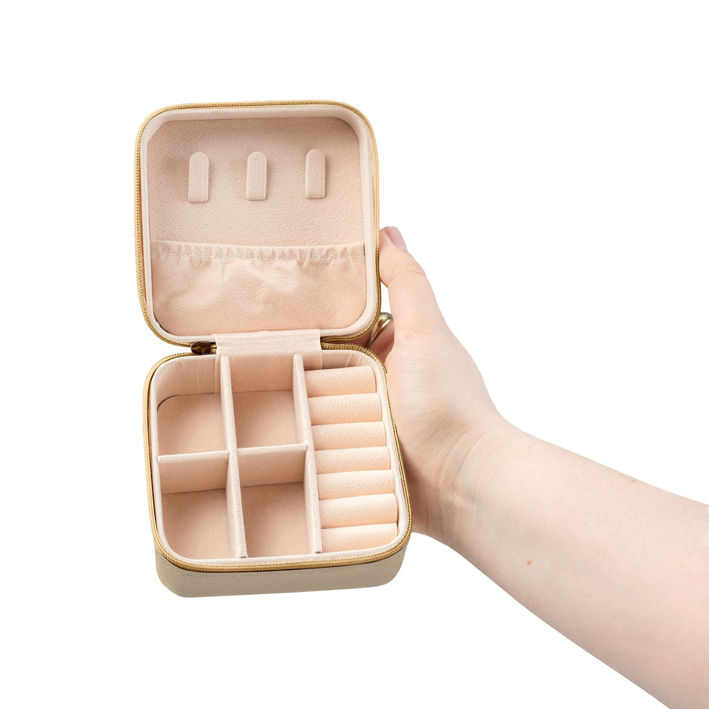 Minimalist Jewelry Travel Case with Ring and Earring Compartments