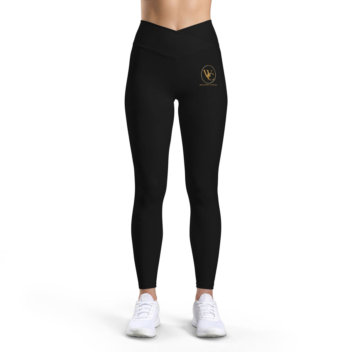 Women’s Black Luxe Leggings with Golden Emblem