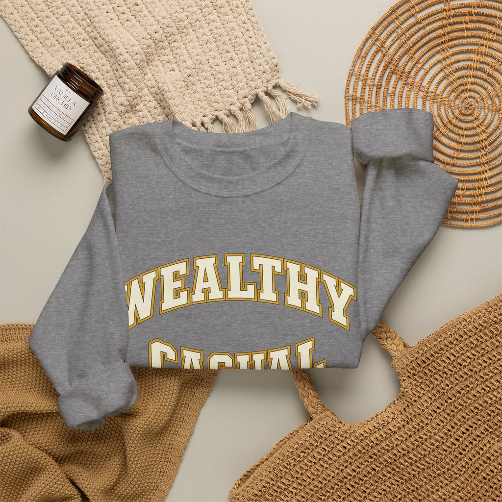 Embroidered Wealthy Casual Text Sweatshirt