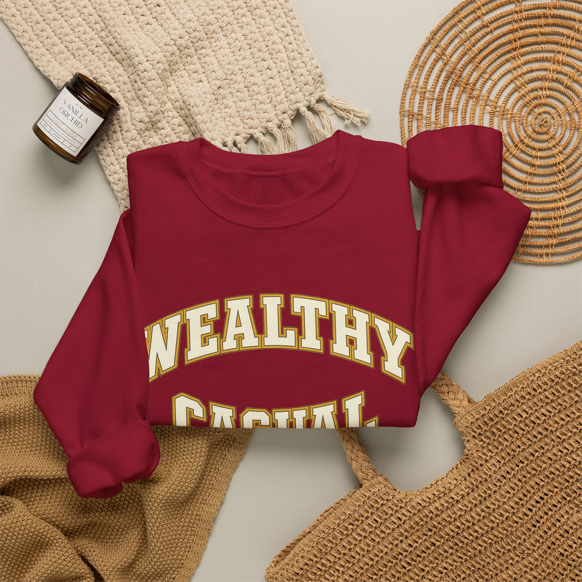 Embroidered Wealthy Casual Text Sweatshirt