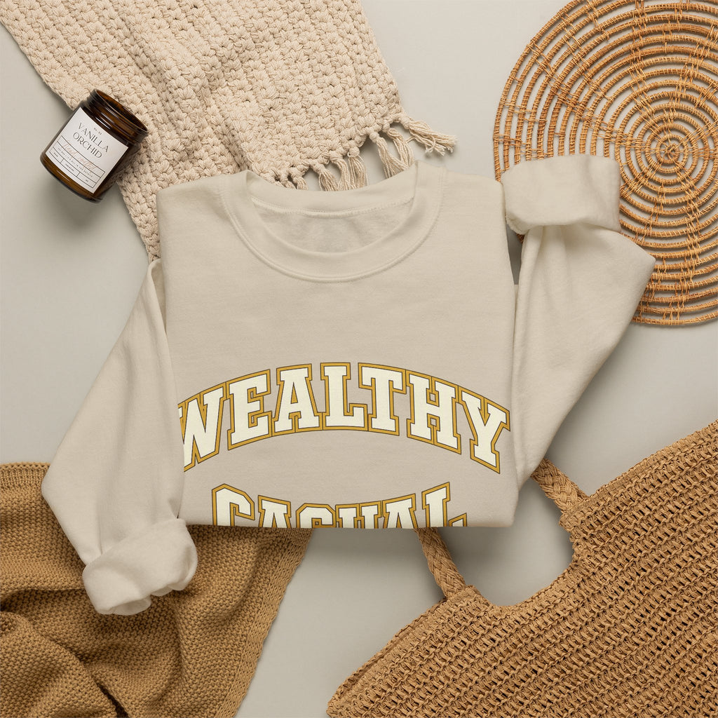 Embroidered Wealthy Casual Text Sweatshirt