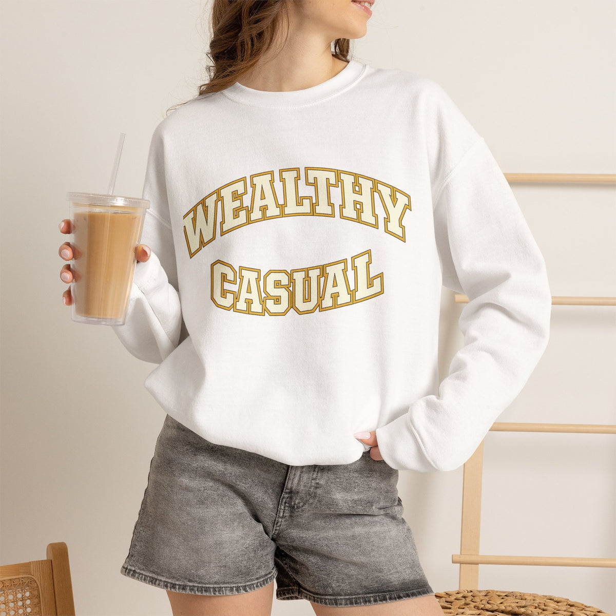 Embroidered Wealthy Casual Text Sweatshirt