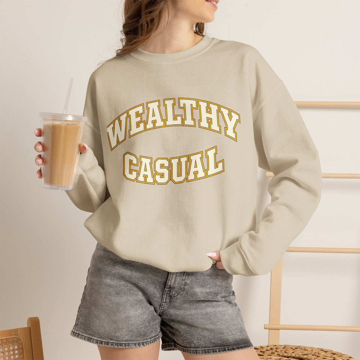 Embroidered Wealthy Casual Text Sweatshirt