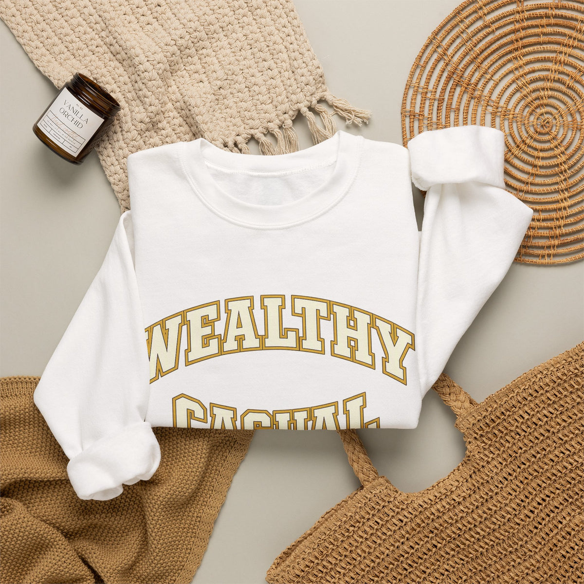 Embroidered Wealthy Casual Text Sweatshirt