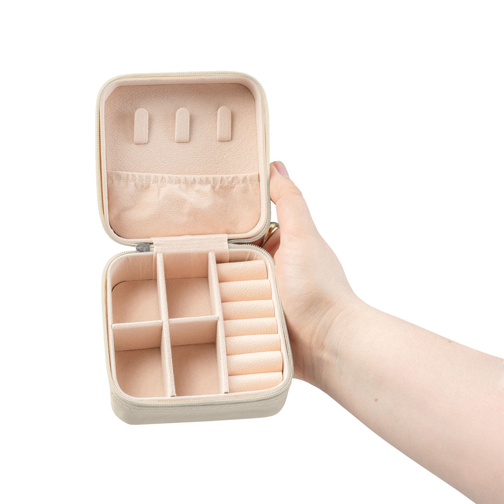 Minimalist Jewelry Travel Case with Ring and Earring Compartments