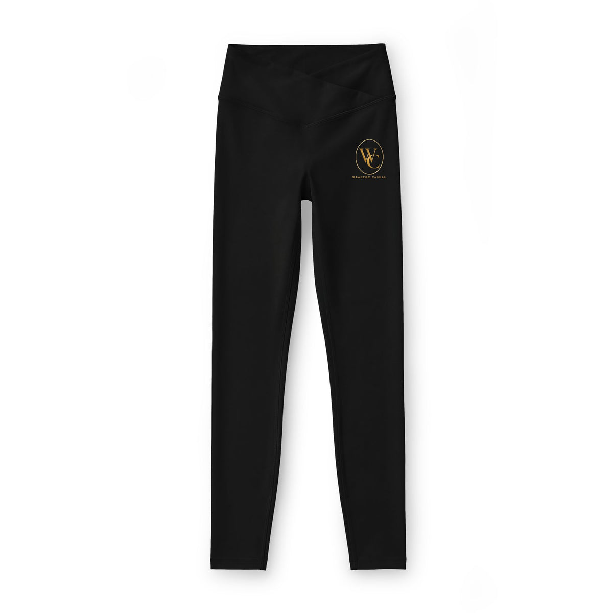 Women’s Black Luxe Leggings with Golden Emblem