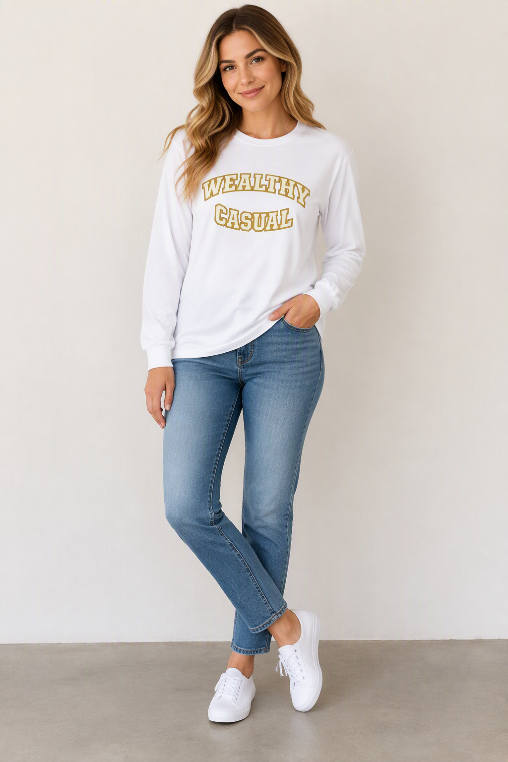 Printed Wealthy Casual Long Sleeve T-Shirt